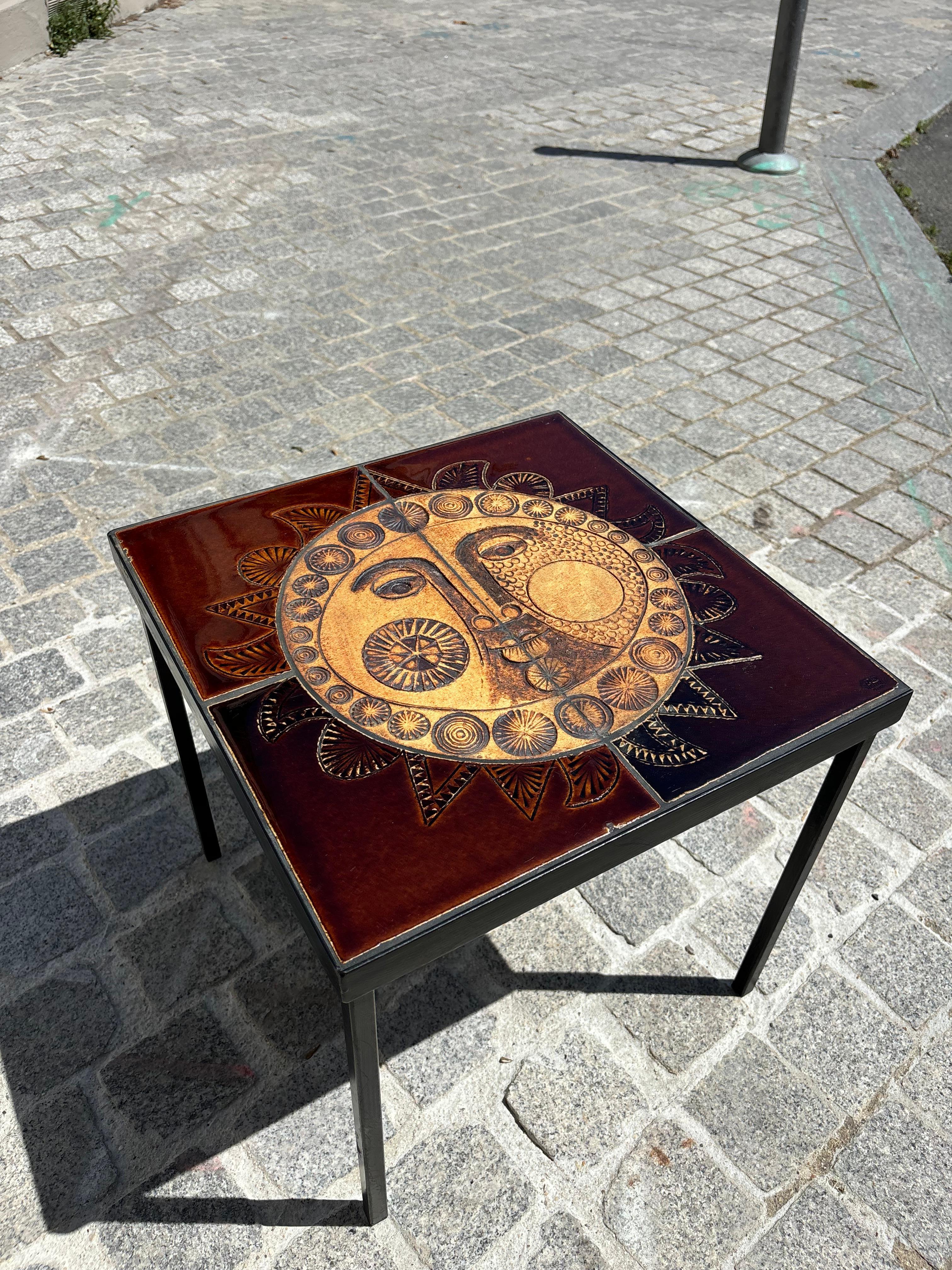 Scarce side table by Roger Capron For Sale 11