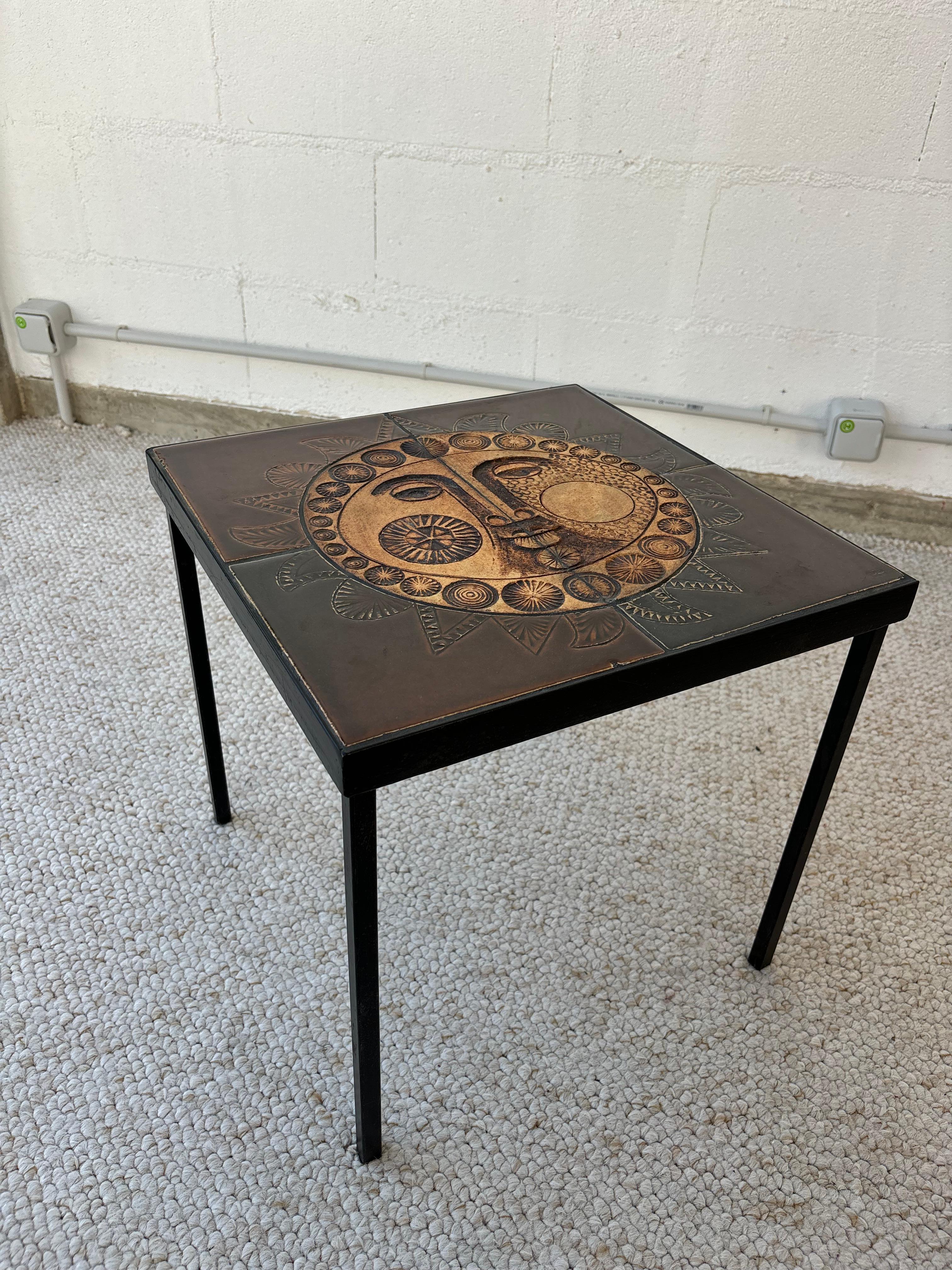 Scarce side table by Roger Capron For Sale 12