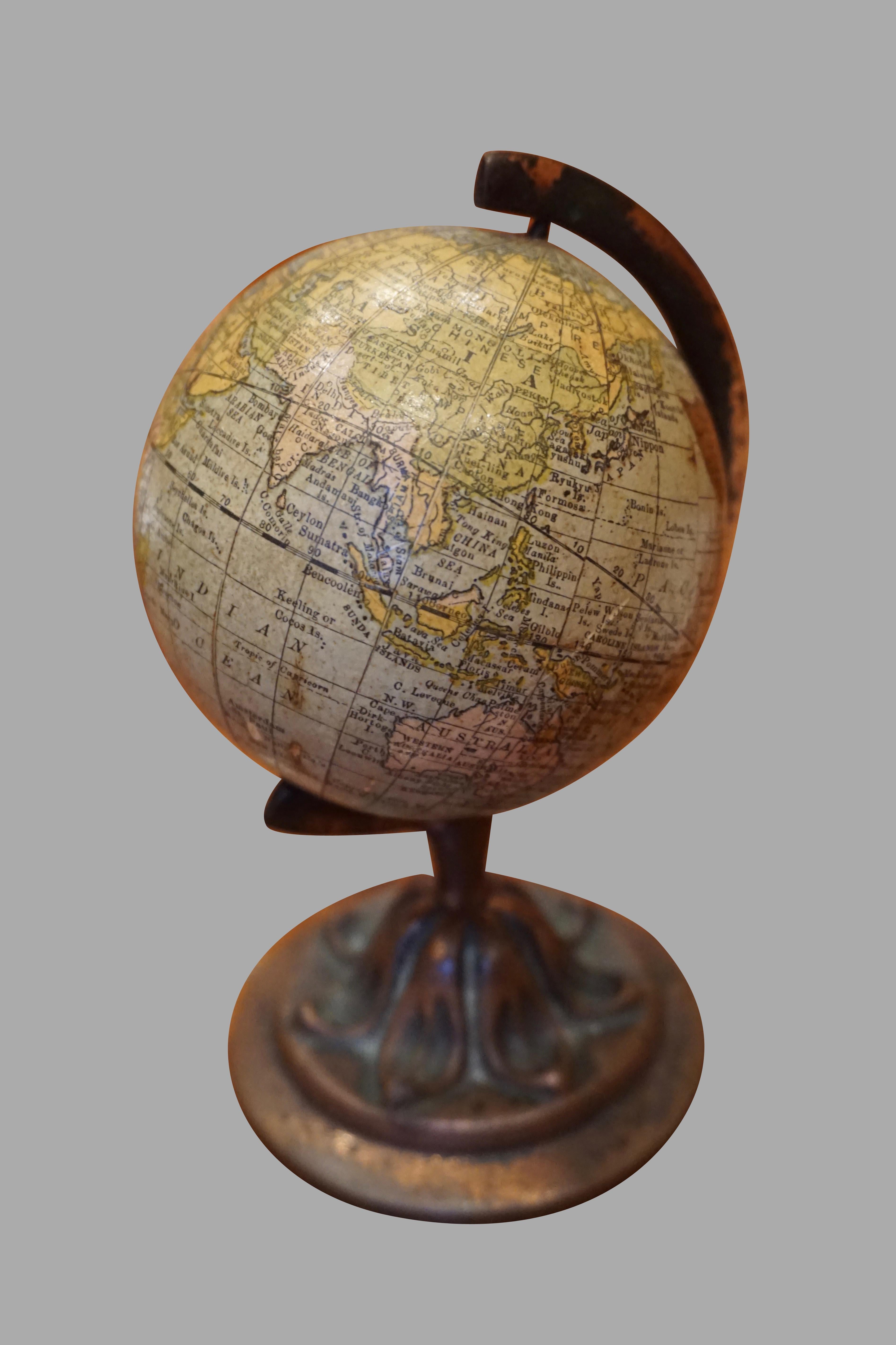 Metal Scarce Terrestrial Globe on Stand by Rand McNally