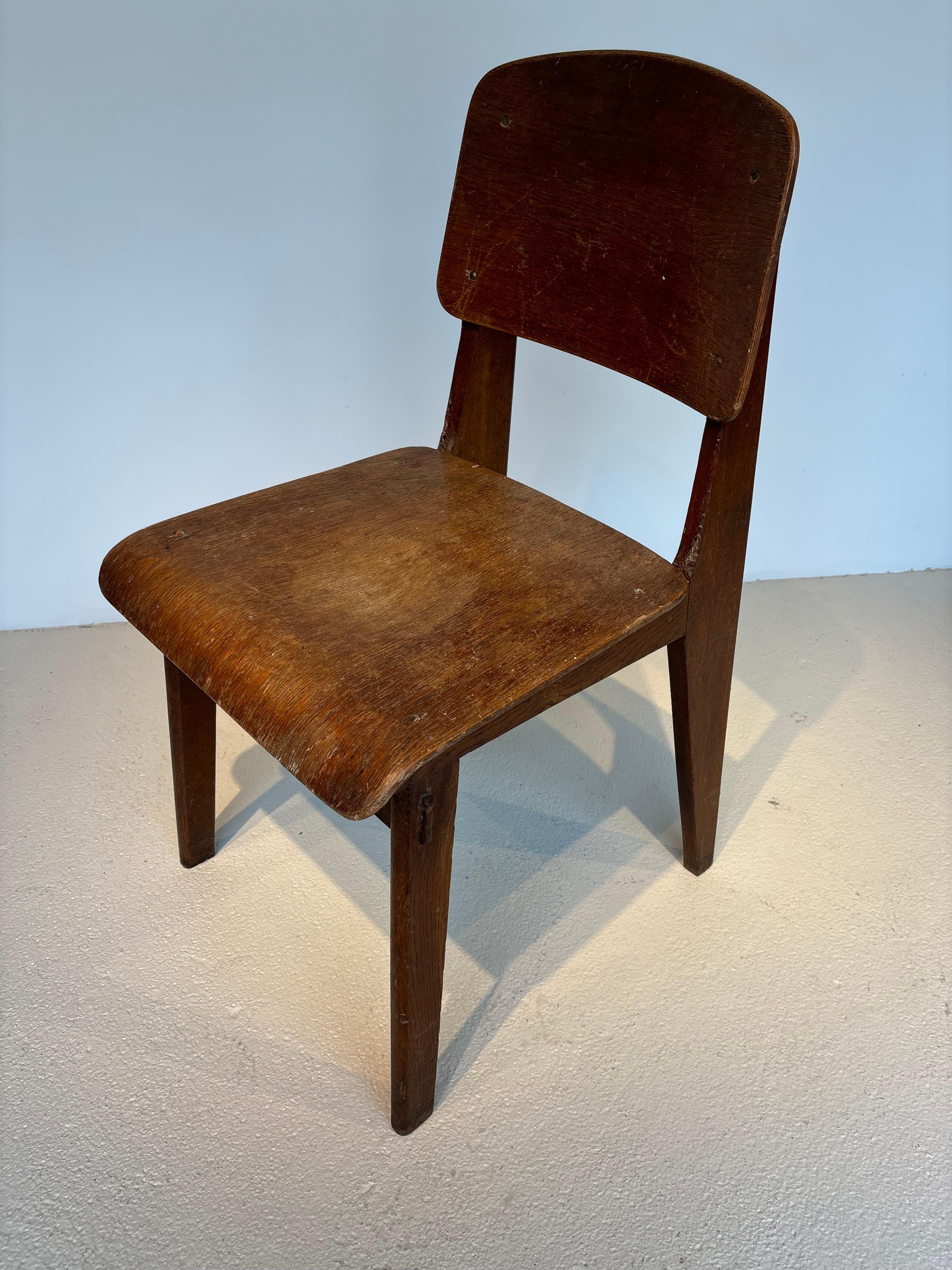 Scarce « tout bois » chair by Jean Prouvé 5