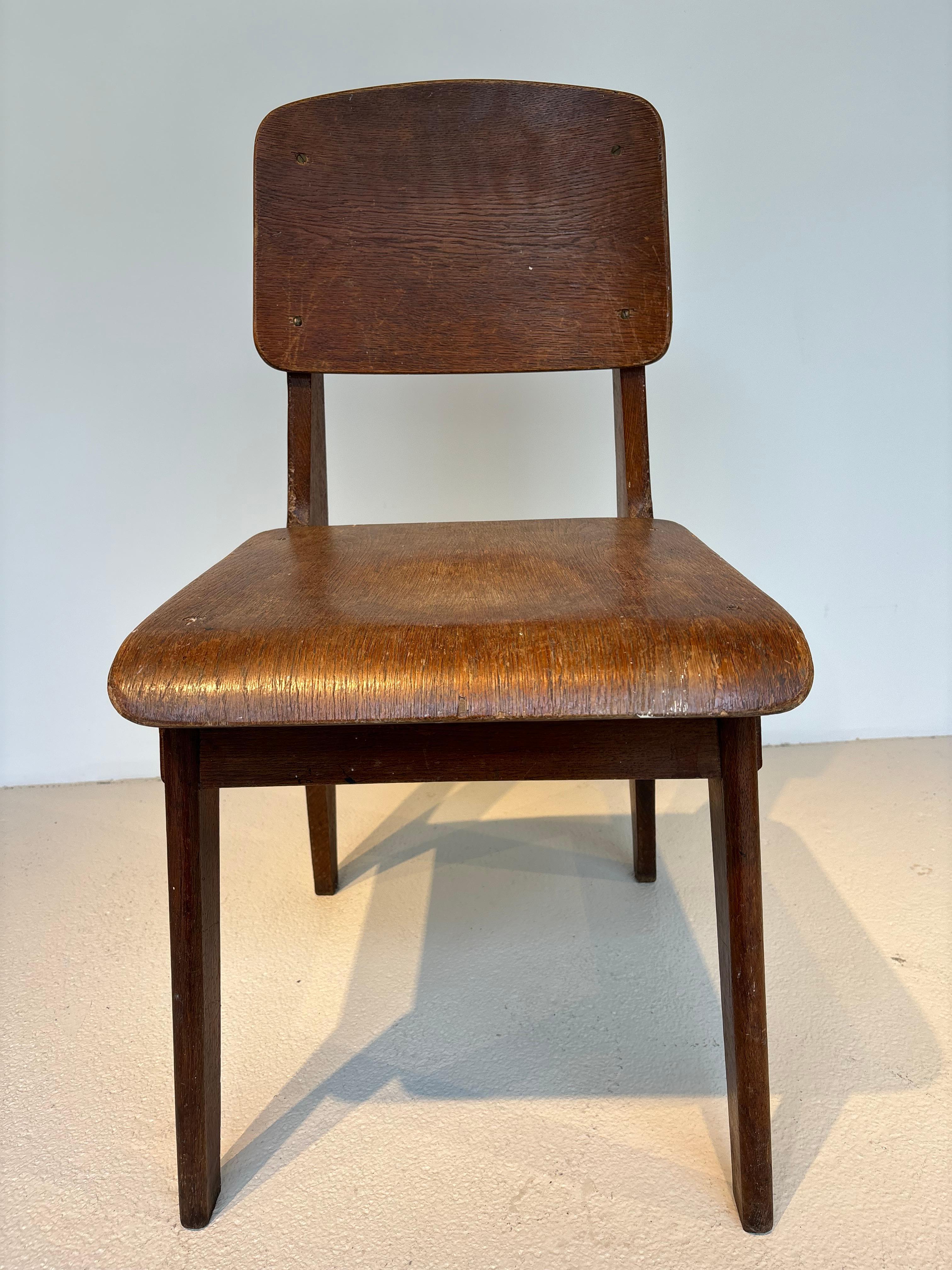 Scarce « tout bois » chair by Jean Prouvé 7