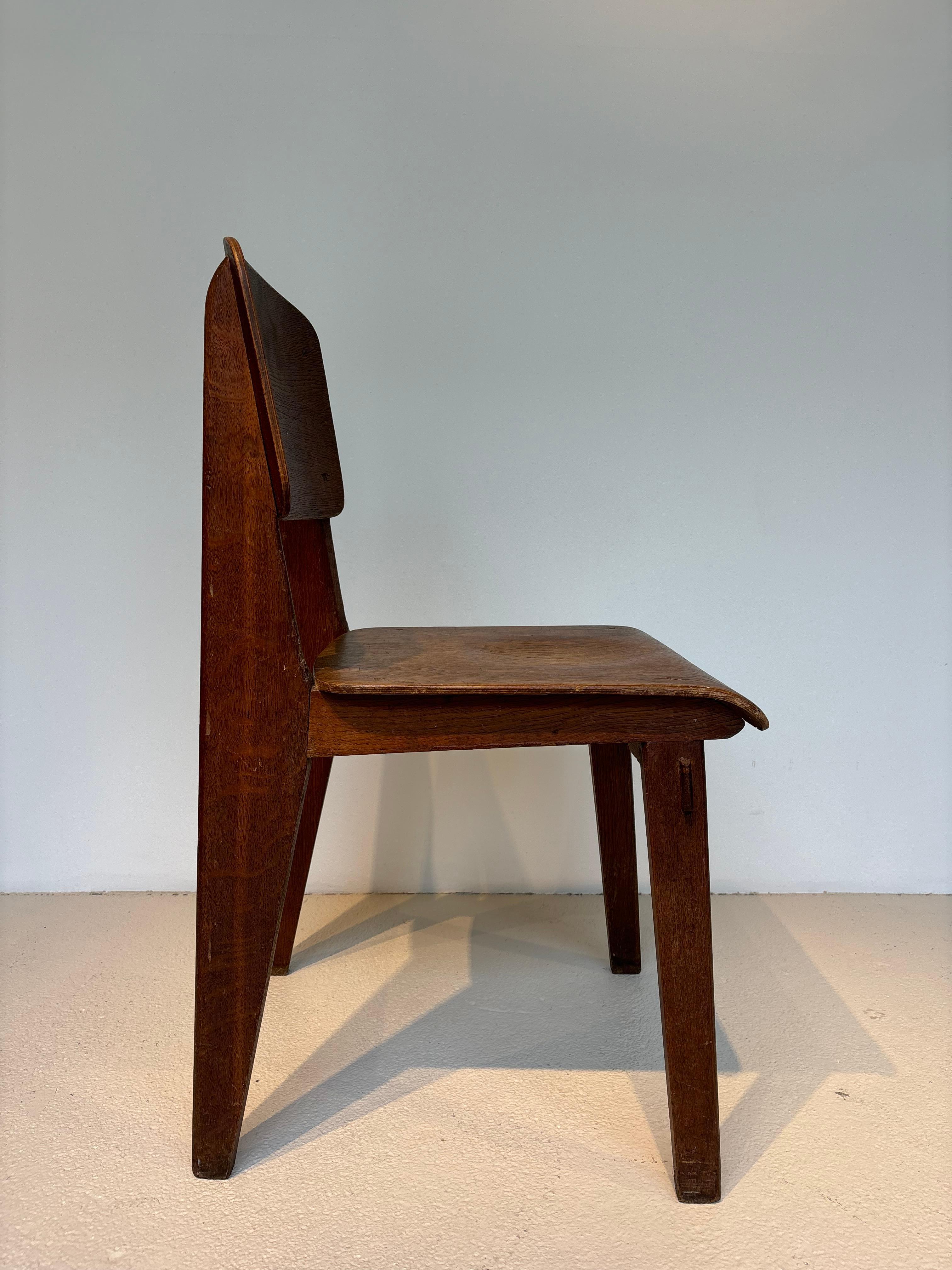Mid-Century Modern Scarce « tout bois » chair by Jean Prouvé