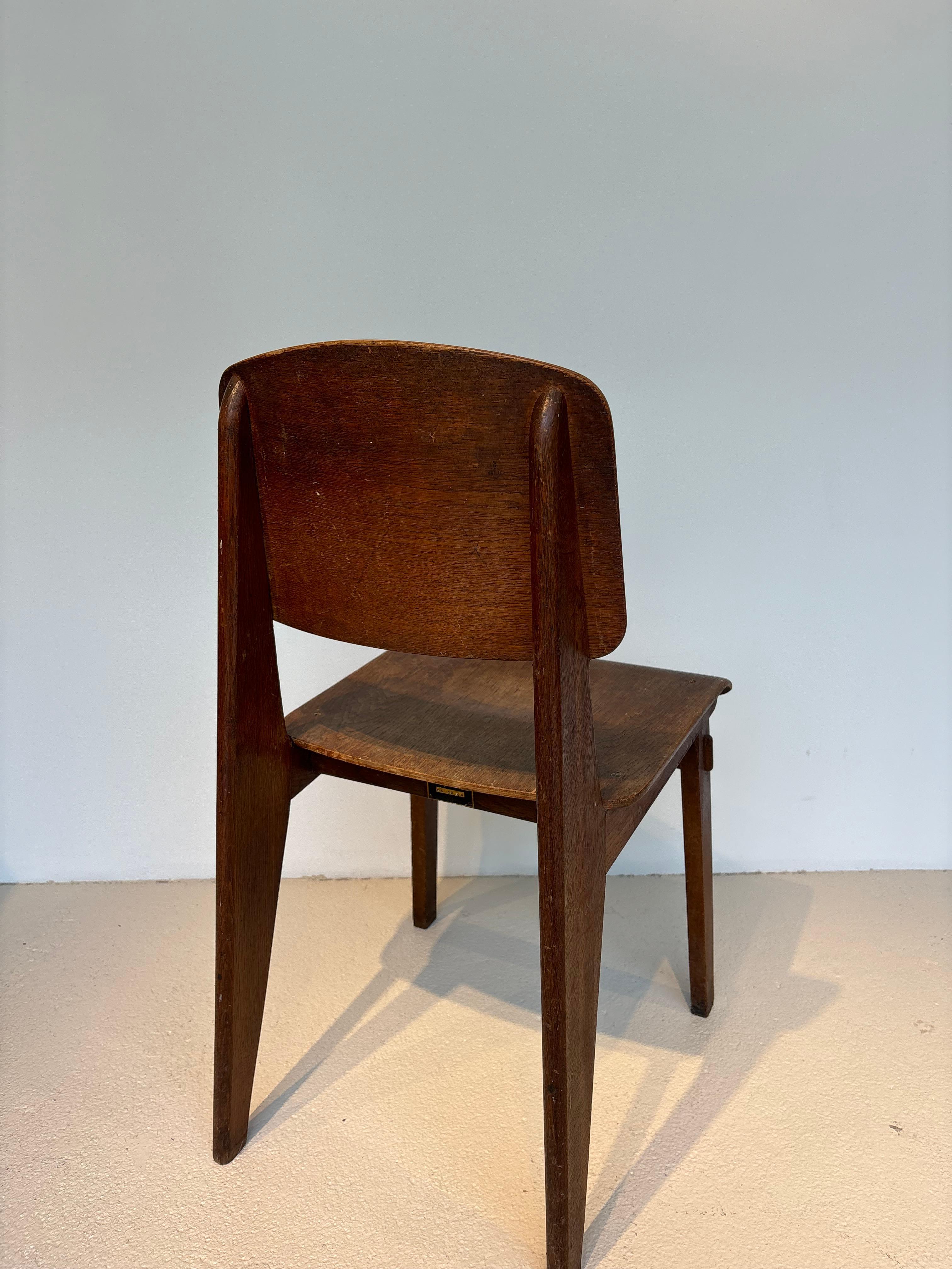 Scarce « tout bois » chair by Jean Prouvé In Good Condition In SAINT-OUEN-SUR-SEINE, FR