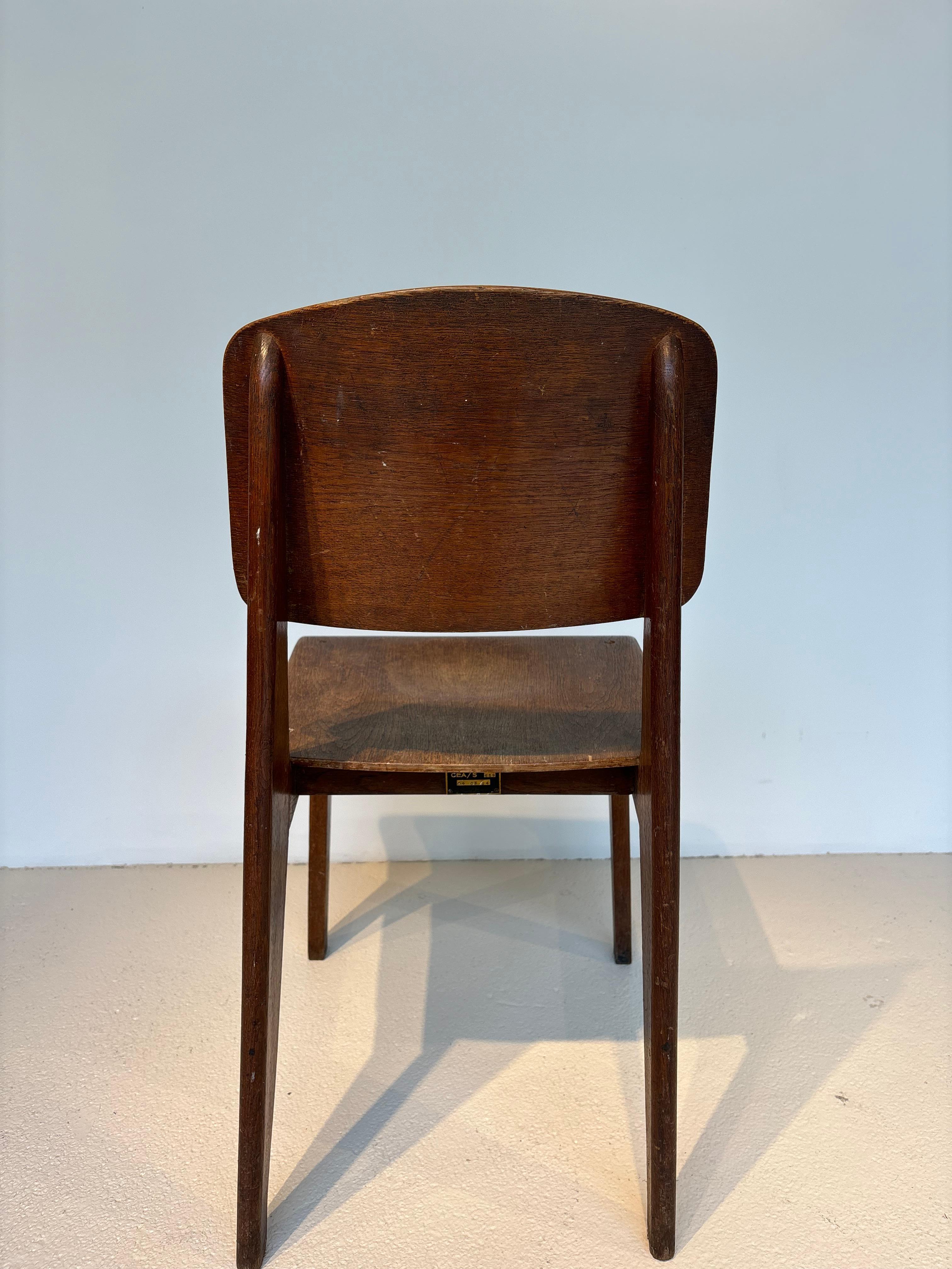 Mid-20th Century Scarce « tout bois » chair by Jean Prouvé