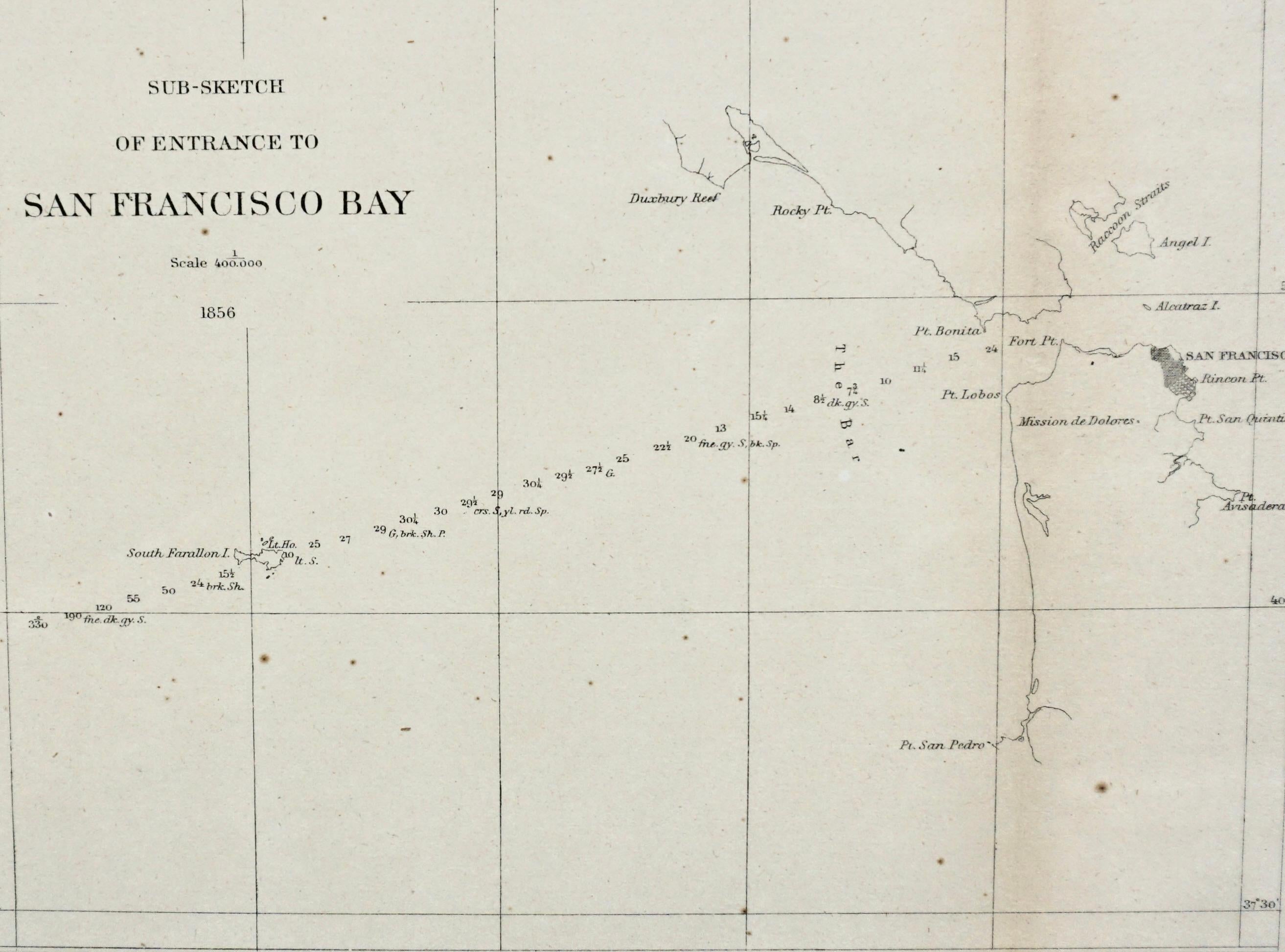 Seltene U.S. Coast Survey Karte, die den Eingang zur San Francisco Bay zeigt, datiert 1856 im Angebot 6