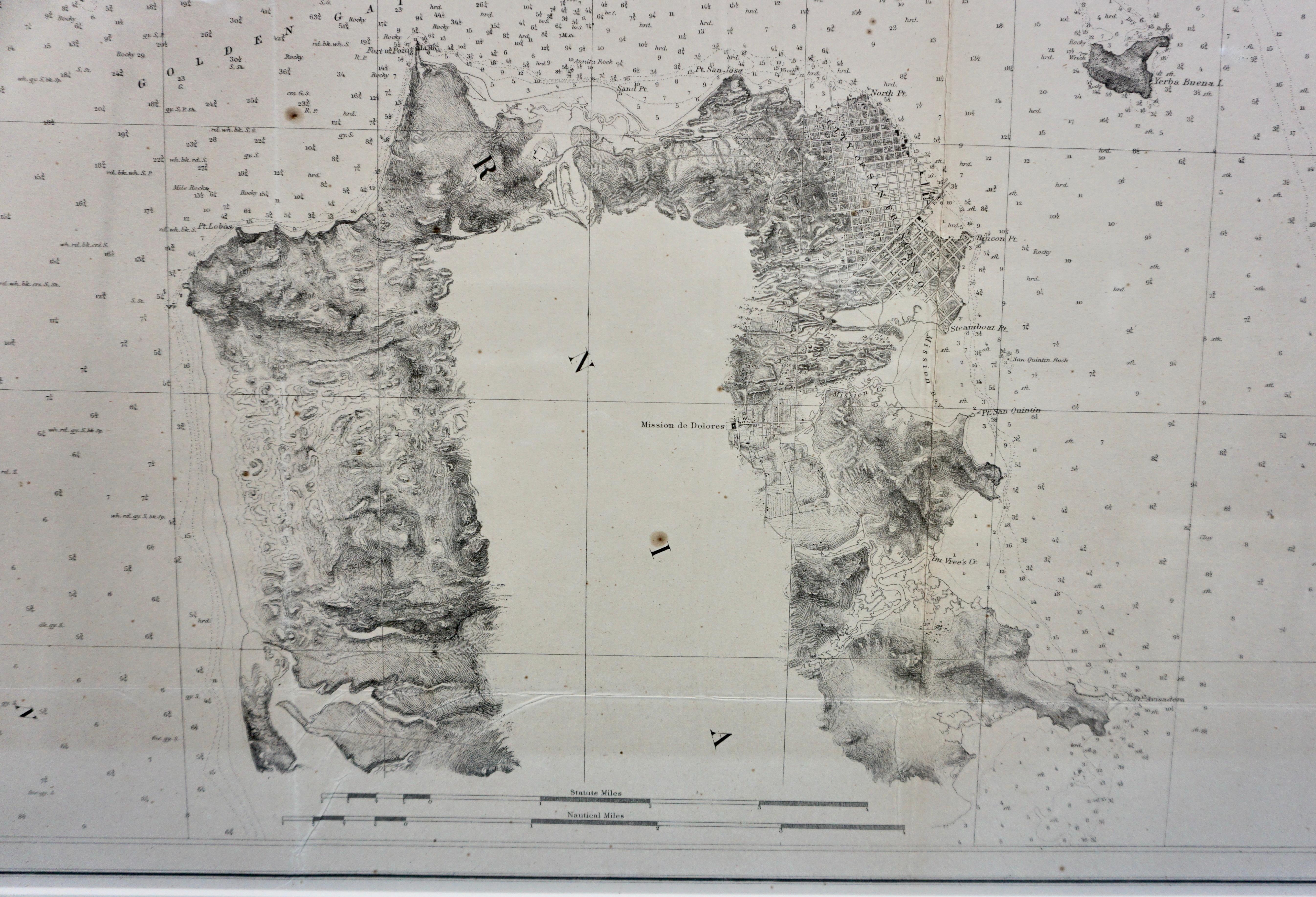 Scarce U.S. Coast Survey Map Depicting Entrance to San Francisco Bay Dated 1856 For Sale 3