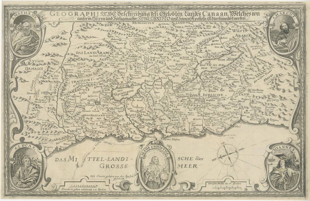 Scare Map of Canaan, with Portraits of the Apostles of Matheaus and Others