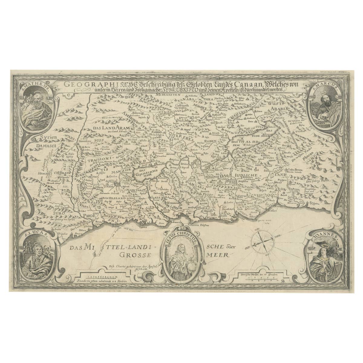Scare Map of Canaan, with Portraits of the Apostles of Matheaus and Others