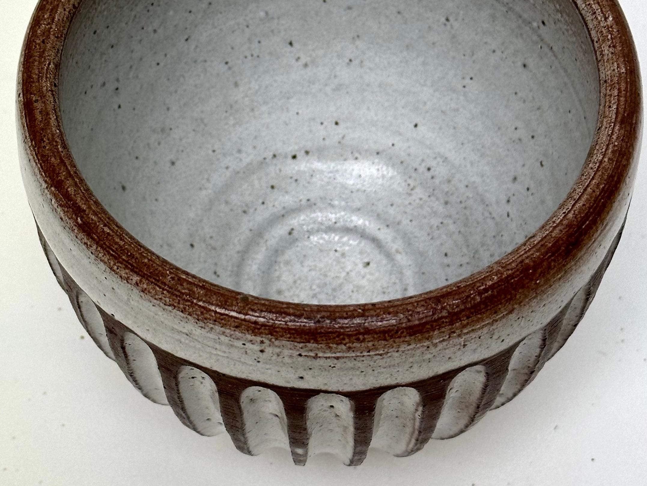 French Scarified Stoneware Bowl, Pol Chambost, France c. 1960 For Sale