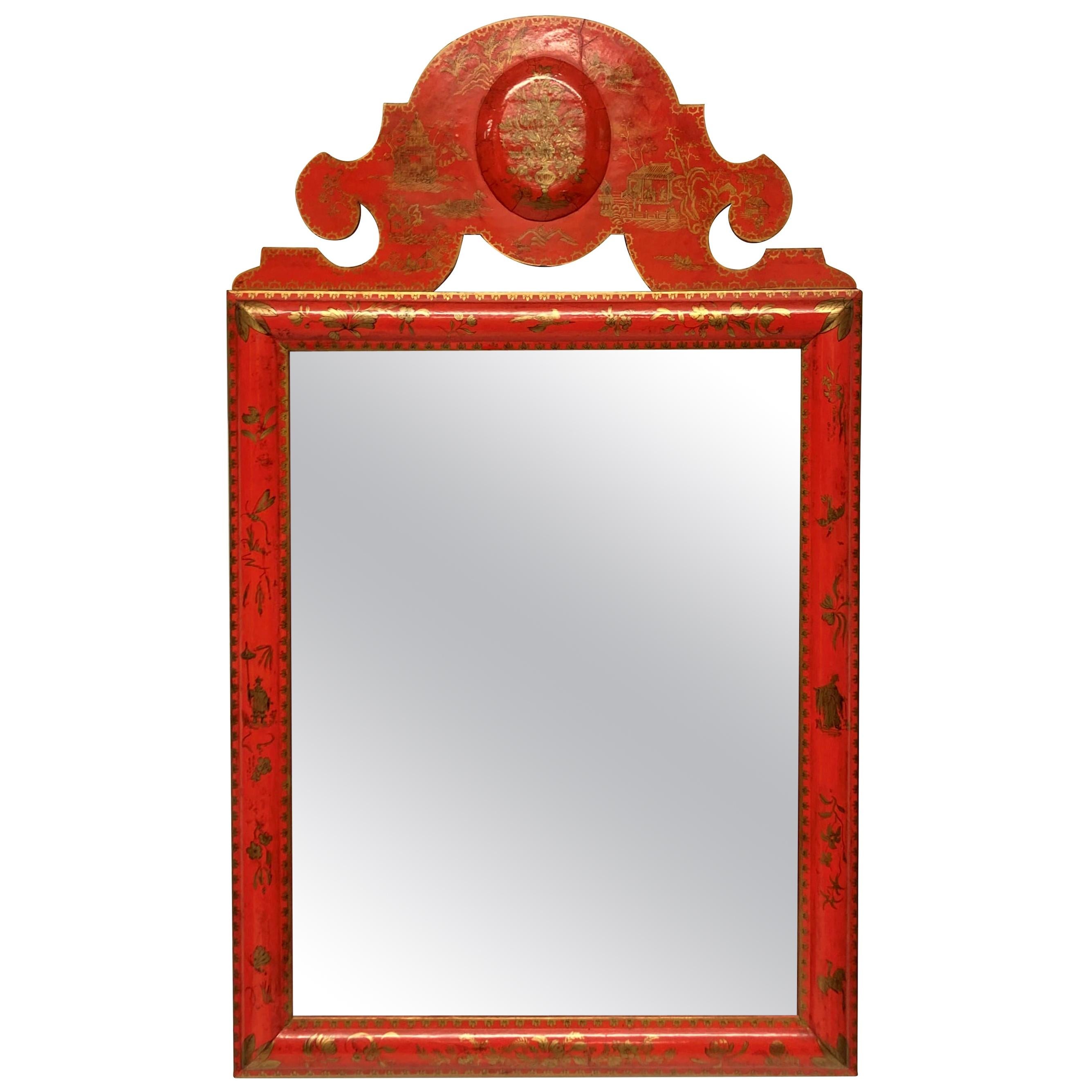 Scarlet Japanned William & Mary Style Mirror