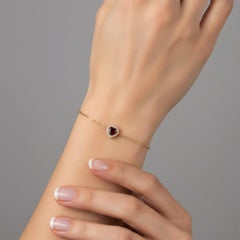 Scarlet Love 14K (or 18k upon request) Gold Heart Shaped Gemstone Charm Bracelet