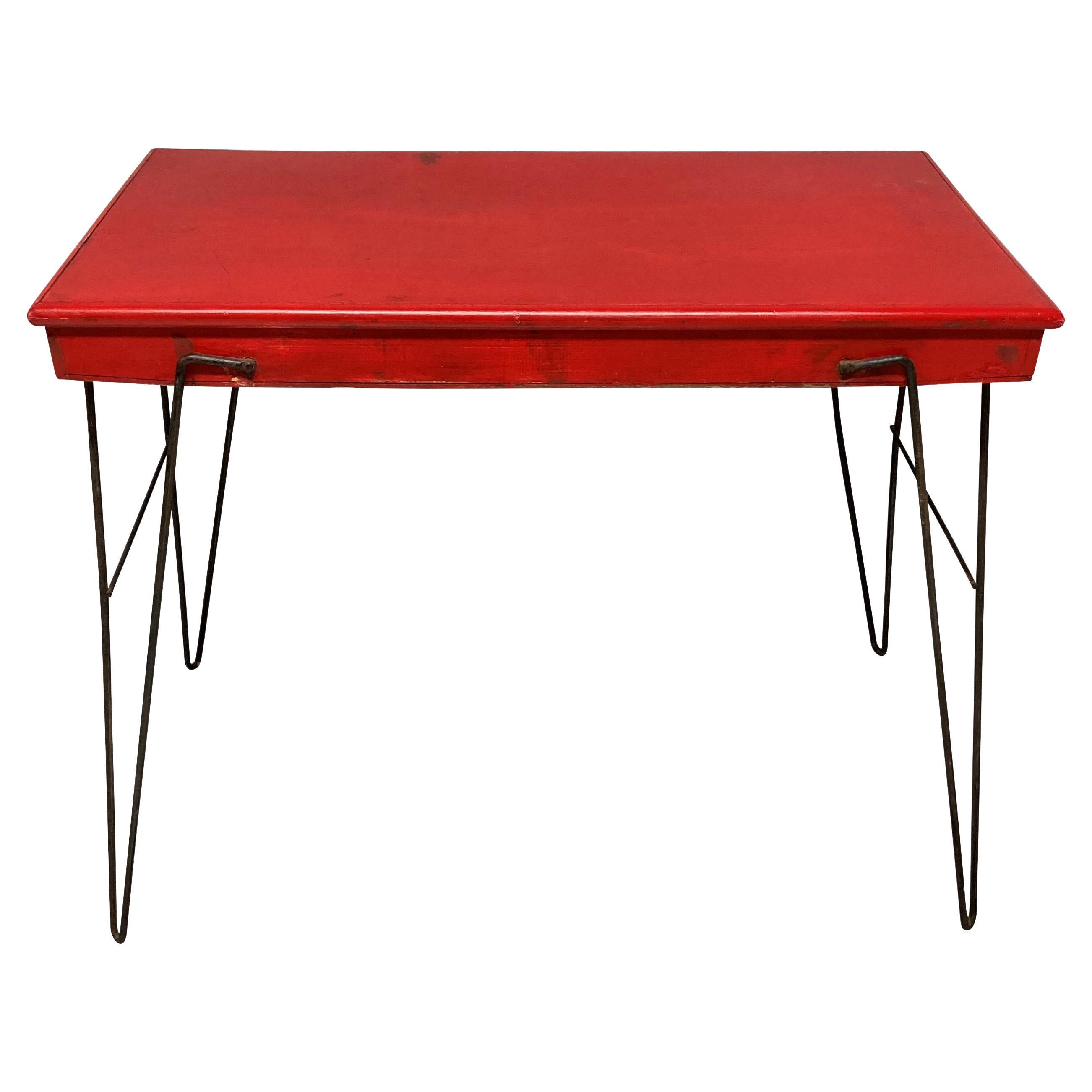 Scarlet Midcentury Folding Table For Sale