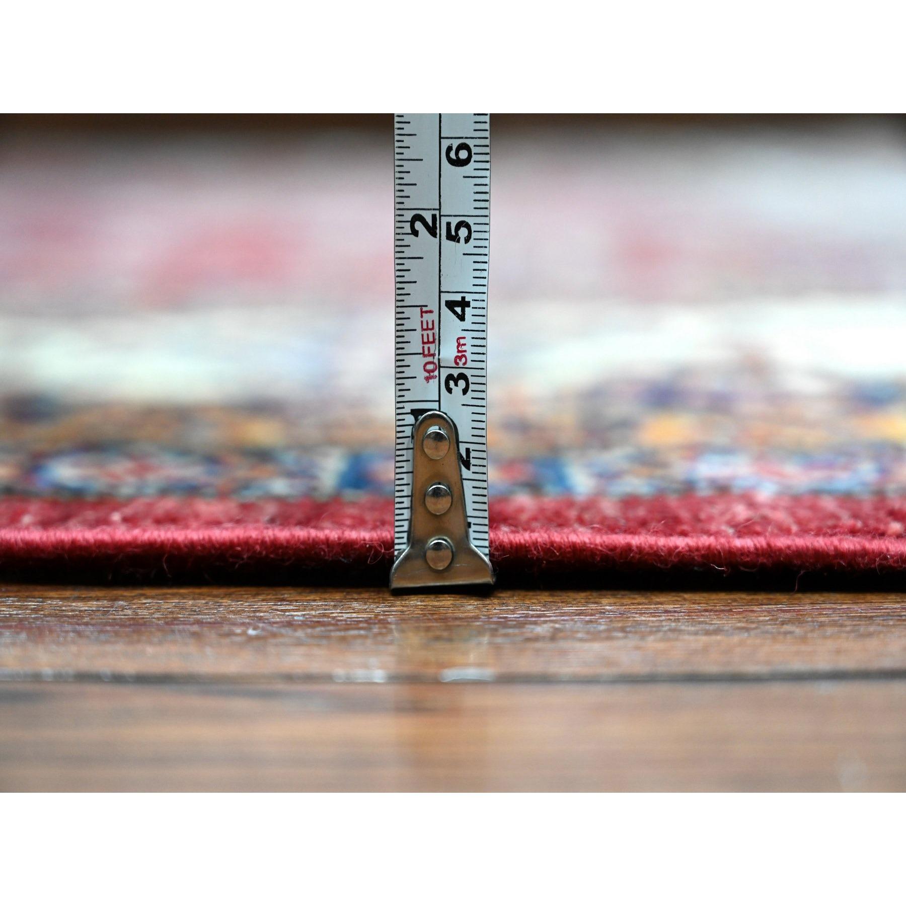 Tapis carré oriental rouge écarlate noué à la main en laine afghane super Kazak 9'9