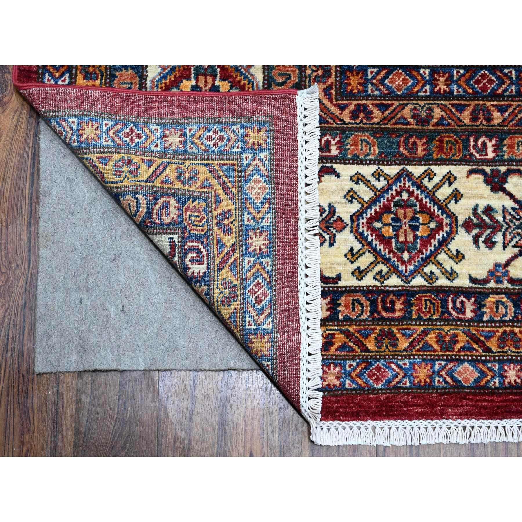 Afghan Tapis carré oriental rouge écarlate noué à la main en laine afghane super Kazak 9'9