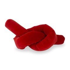 Scarlet Red Velvet Pretzel Knot Lumbar Pillow
