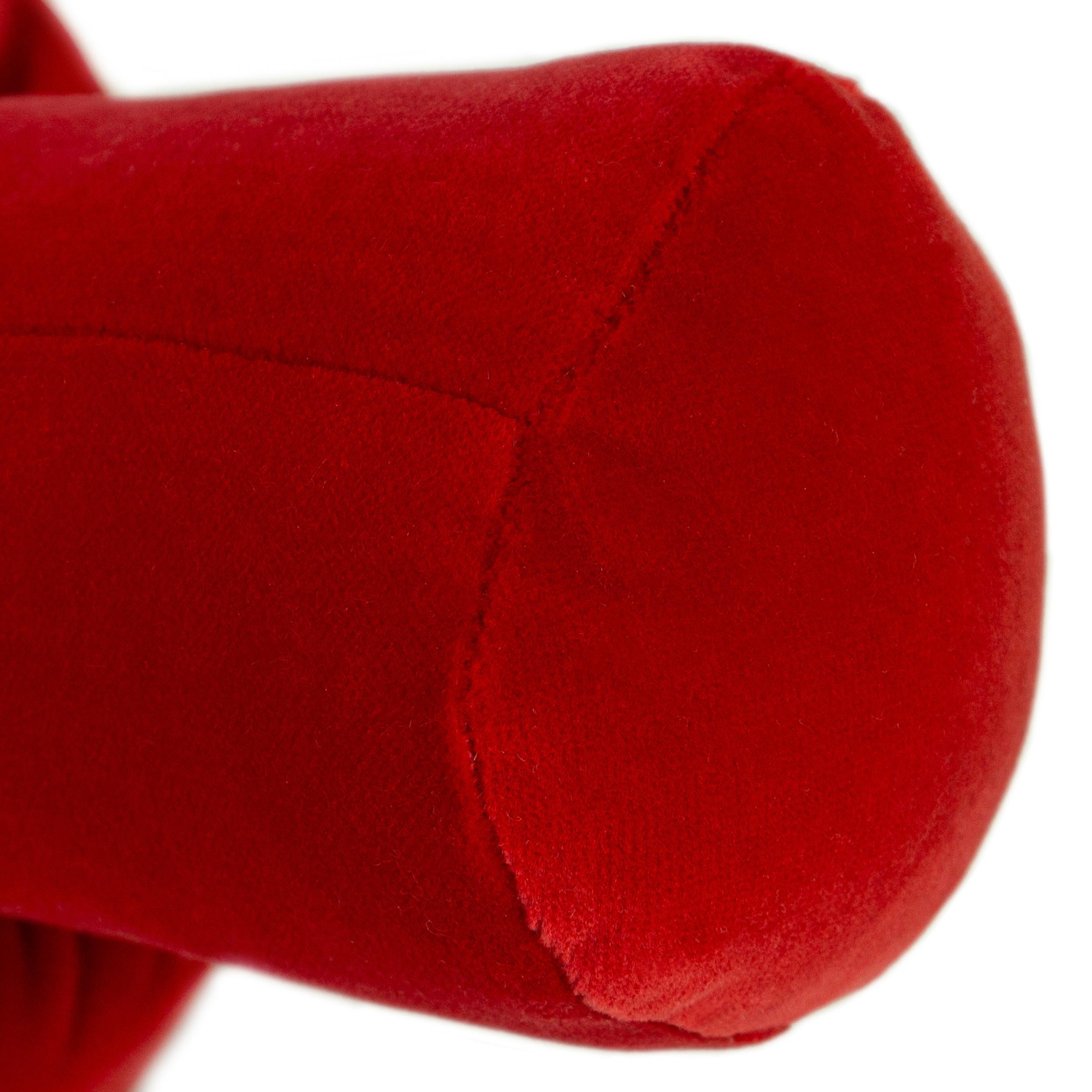 Scarlet Red Velvet Pretzel Knot Lumbar Pillow  For Sale 2