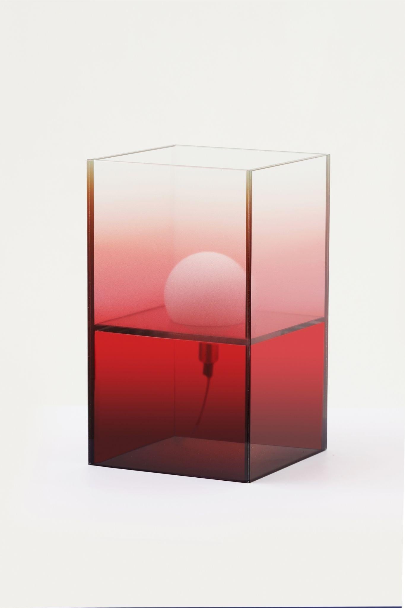 Modern Scarlet Sunset Glass Decorative Lamp For Sale
