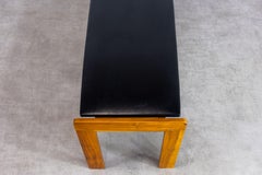 Scarpa 121 Art Gallery Bench in Black Leather & Walnut for Cassina Italy, 1960s