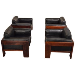 Scarpa Bastiano Chairs in Rosewood and Black Leather by Knoll