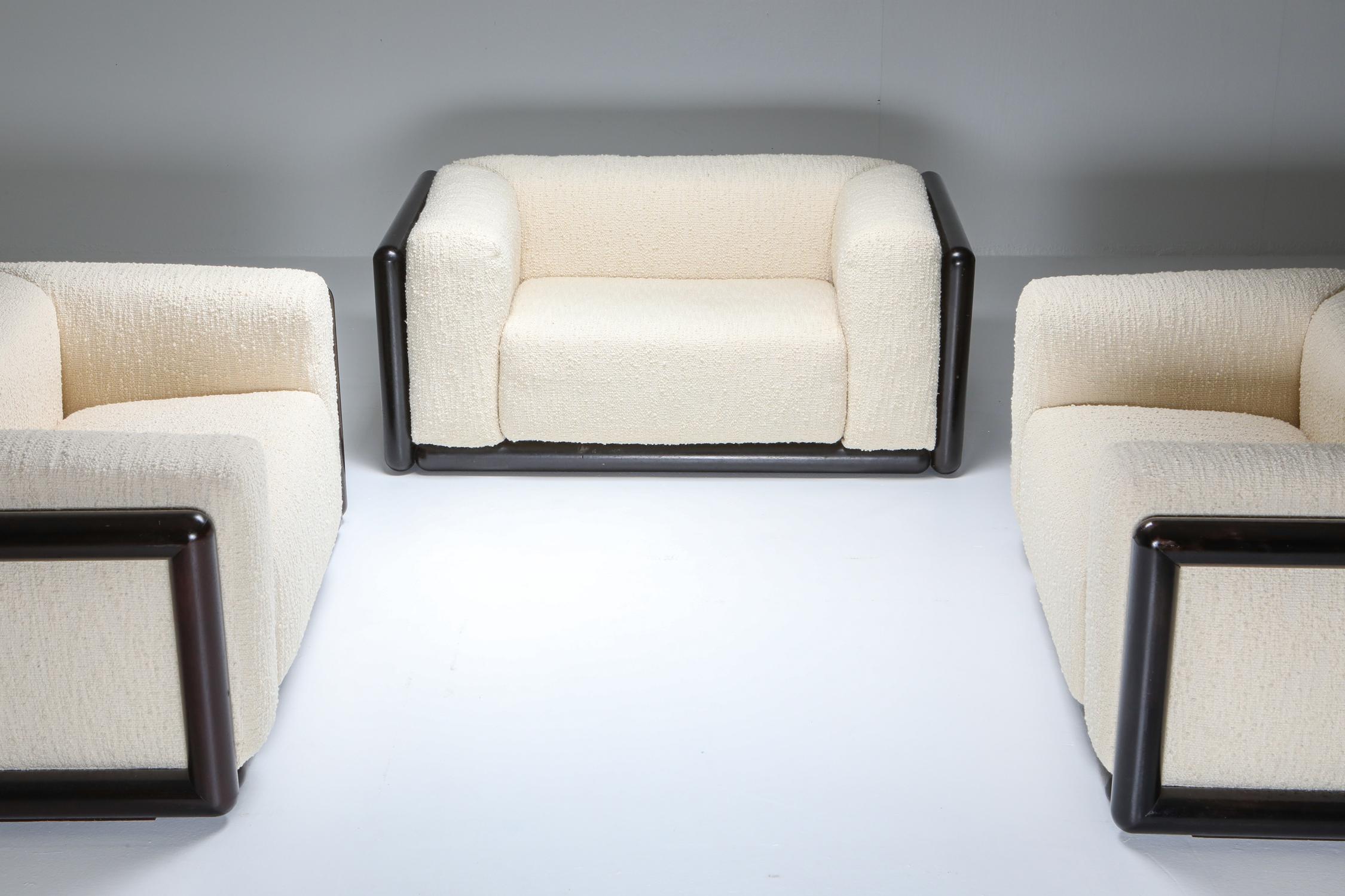 Scarpa 'Cornaro' Sofa Set in Ivory Bouclé for Simon 3