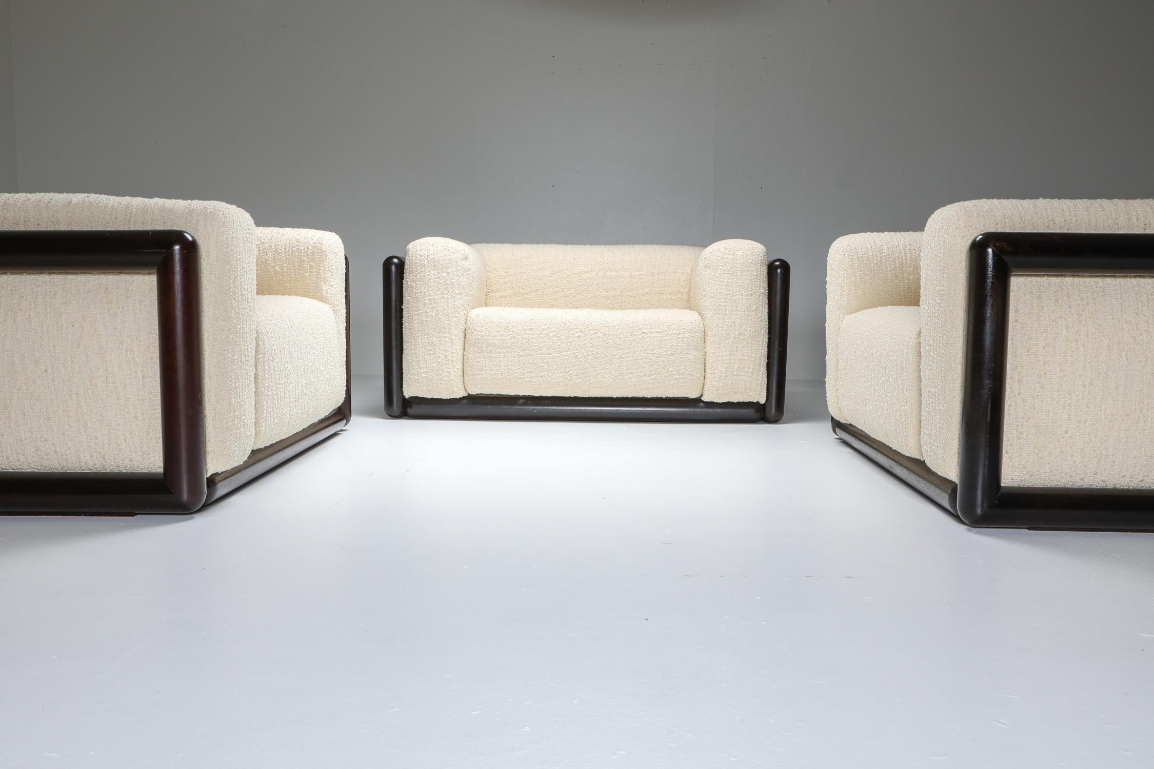 Scarpa 'Cornaro' Sofa Set in Ivory Bouclé for Simon 4
