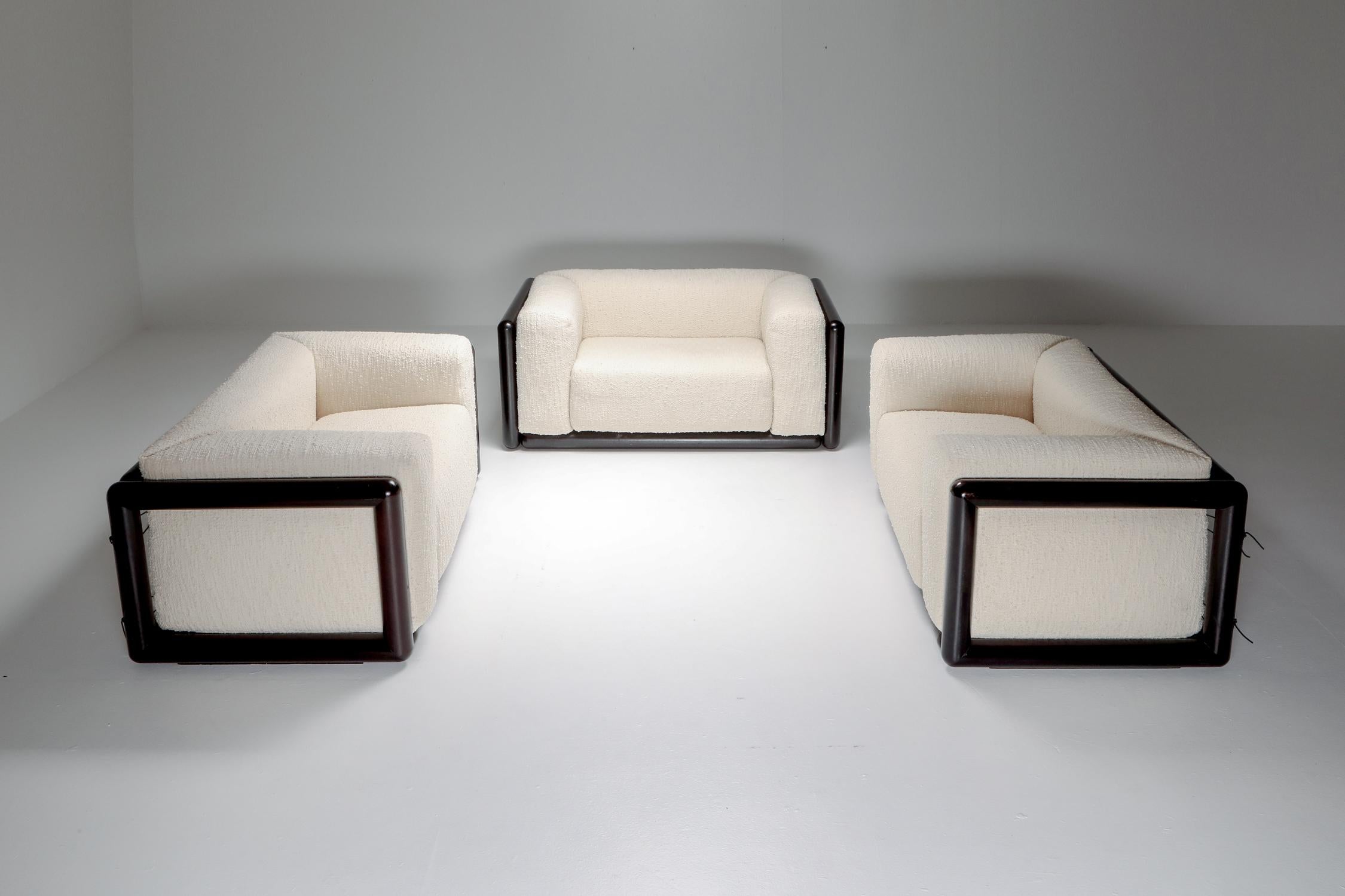 Scarpa 'Cornaro' Sofa Set in Ivory Bouclé for Simon 1