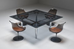 Scarpa Large André Square Chrome Dining Table for Knoll International, 1970's