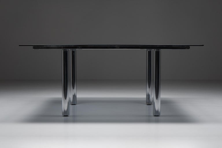 Scarpa Large André Square Chrome Dining Table for Knoll International, 1970's In Good Condition For Sale In Antwerp, BE