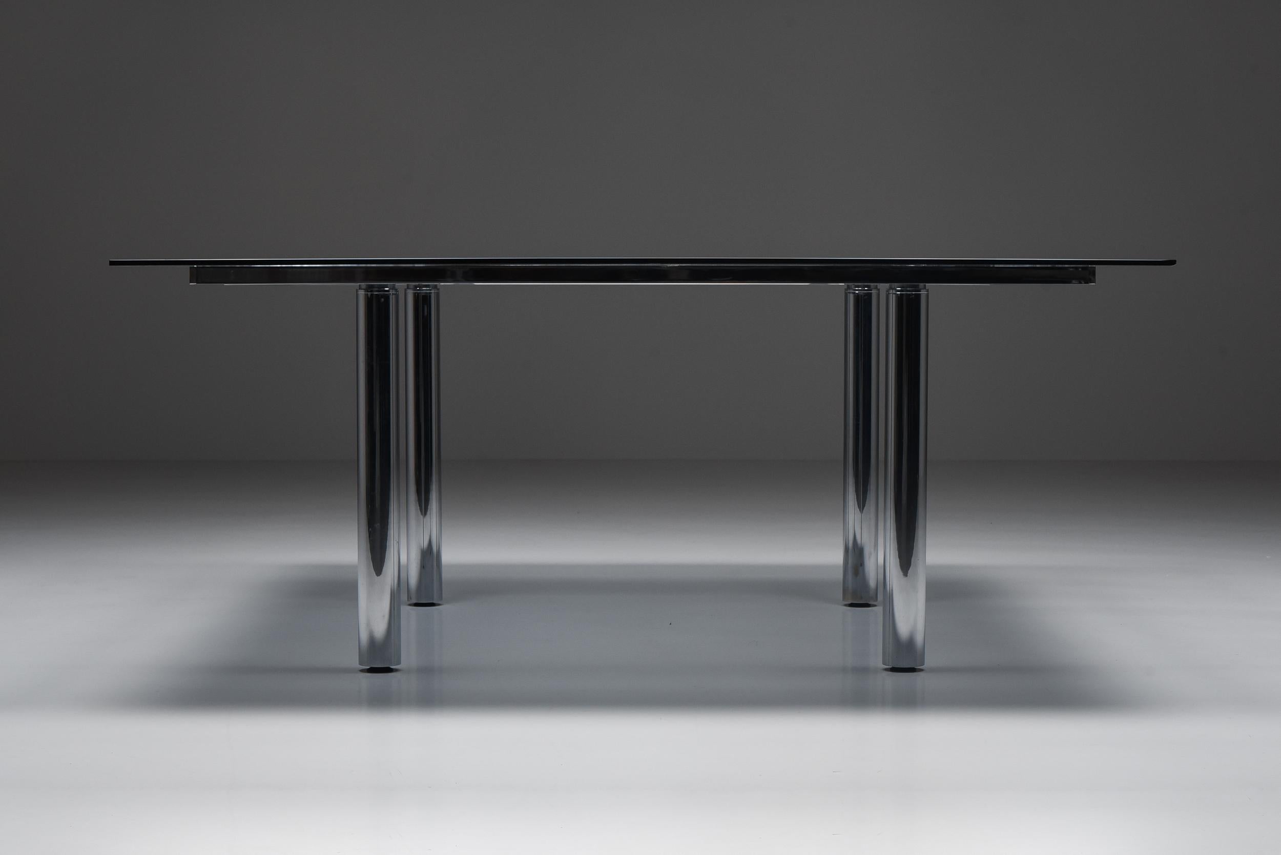 Scarpa Large André Square Chrome Dining Table for Knoll International, 1970s In Good Condition In Antwerp, BE