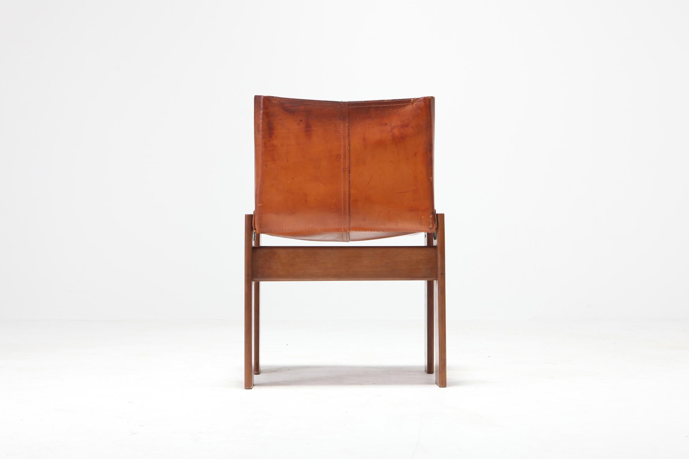 Scarpa 'Monk' Chairs in Patinated Cognac Leather, Set of Four In Good Condition In Antwerp, BE