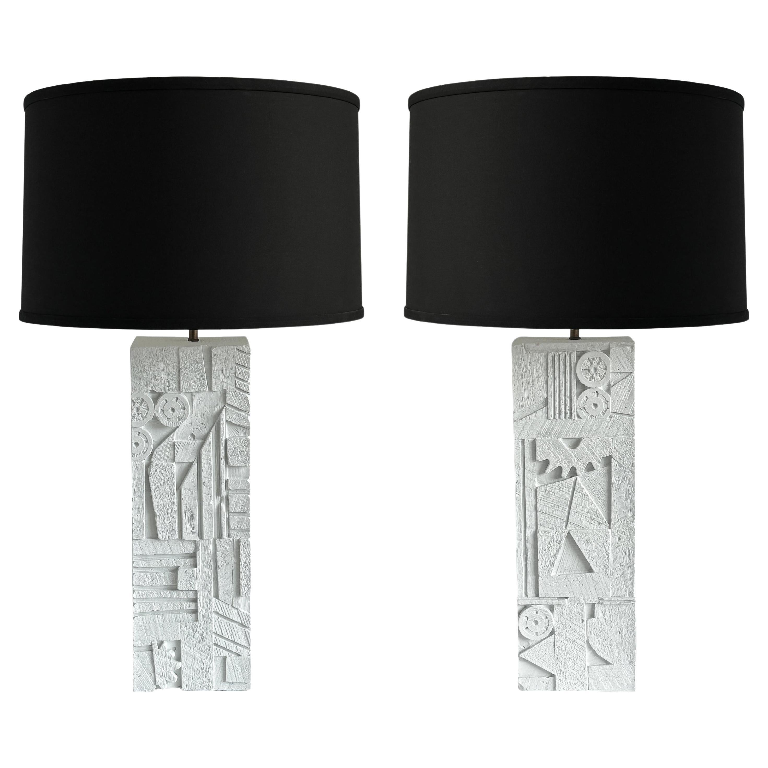 "Scarpa" Plaster Table Lamps by Dan Schneiger For Sale