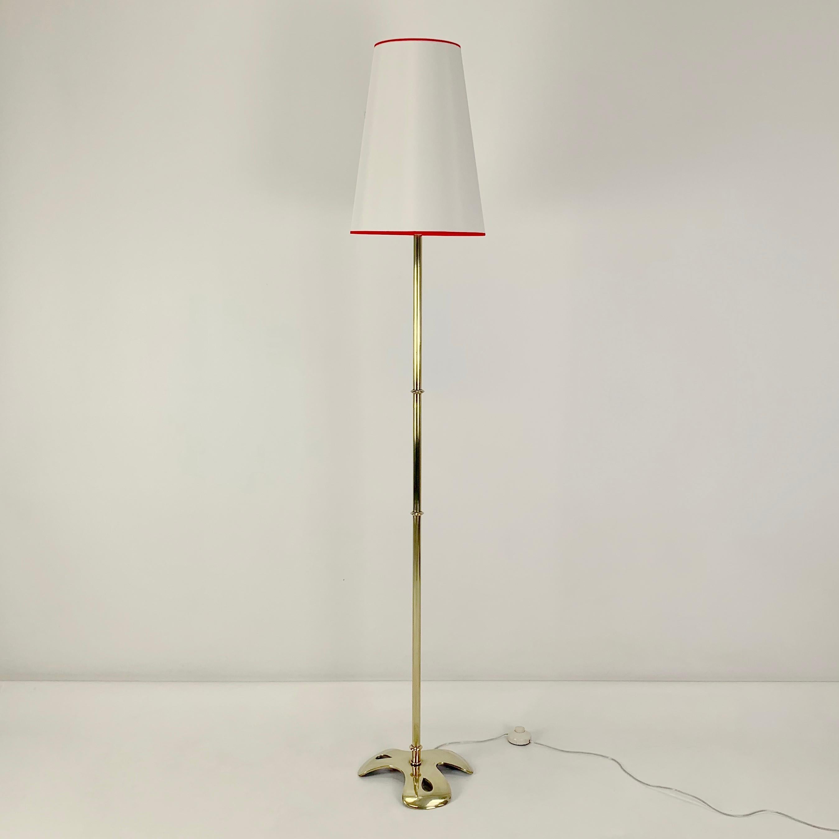 Polished Scarpa Signed Mid-Century Brass Floor Lamp, circa 1960, France. For Sale