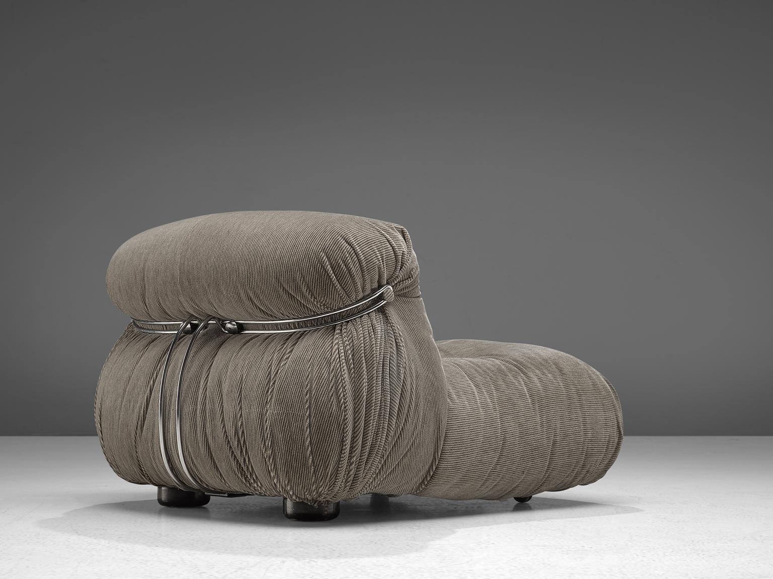Mid-Century Modern Scarpa 'Soriana' Element in Grey Striped Fabric