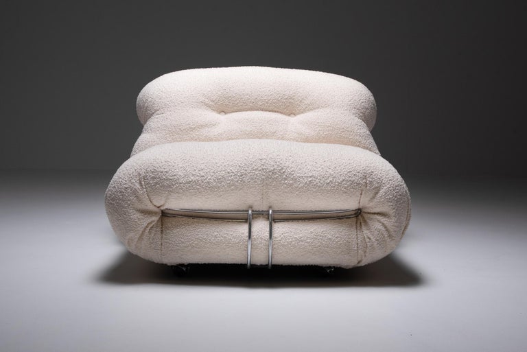 Mid-20th Century Scarpa Soriana Lounge Chair in Bouclé Wool Mid Century, Post-Modern, 1969