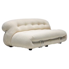 Vintage Scarpa Soriana Sofa for Cassina, Bouclé Wool, Italy, 1970s
