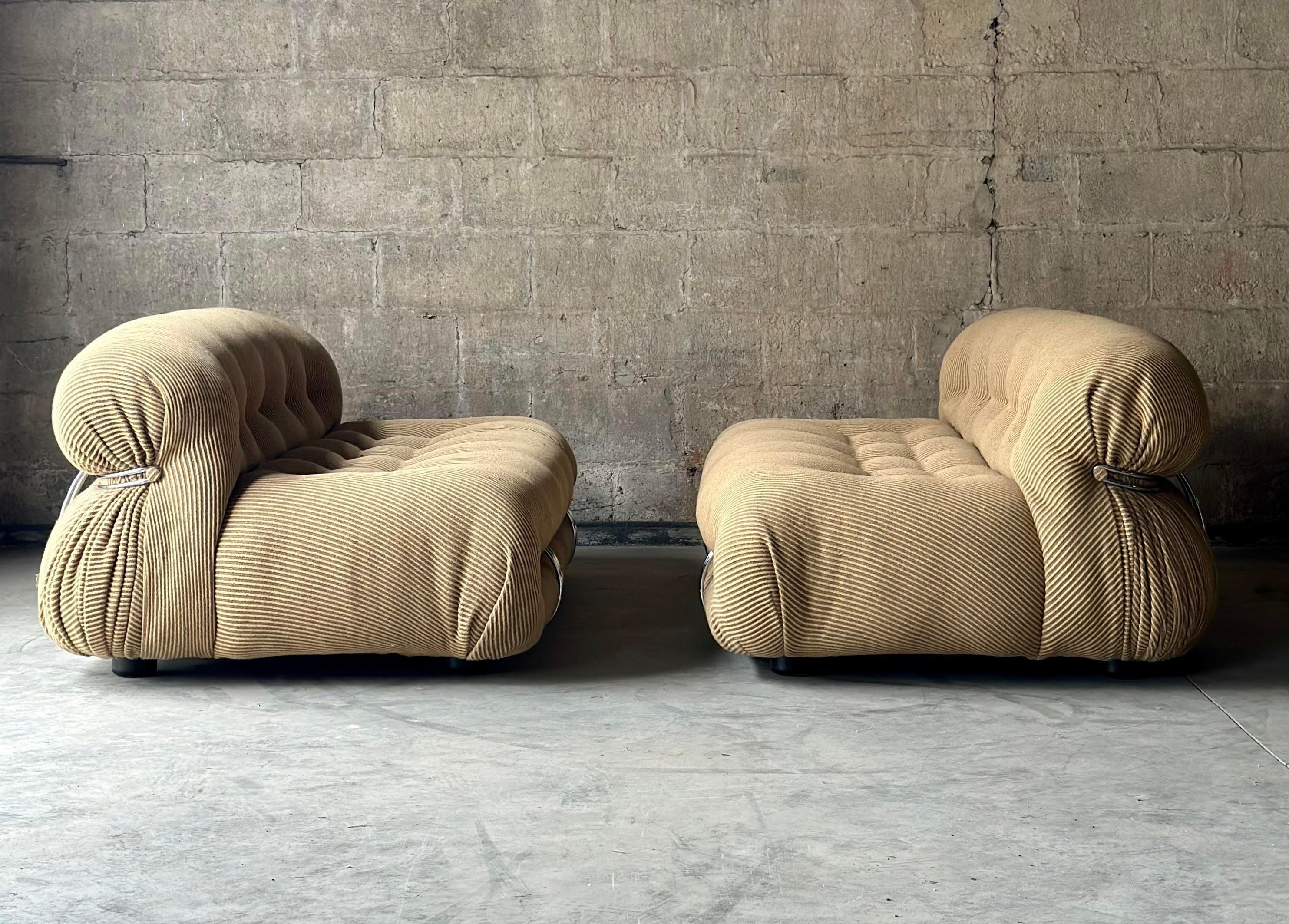 Italian Scarpa ‘Soriana’ Sofa Set and Chair - 3pcs