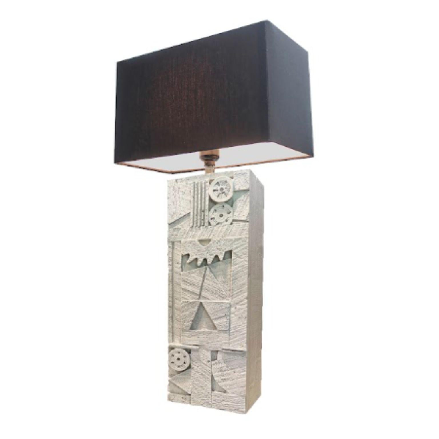 Scarpa white table lamp by Daniel Schneiger.
Dimensions: D 17 x W 12 x H 48 cm.
Materials: wood. plaster and resin.
Shade not included. Custom finishes available.

CAST\ 
A collection of new lighting by Dan Schneiger
Cast from gypsum plaster, this