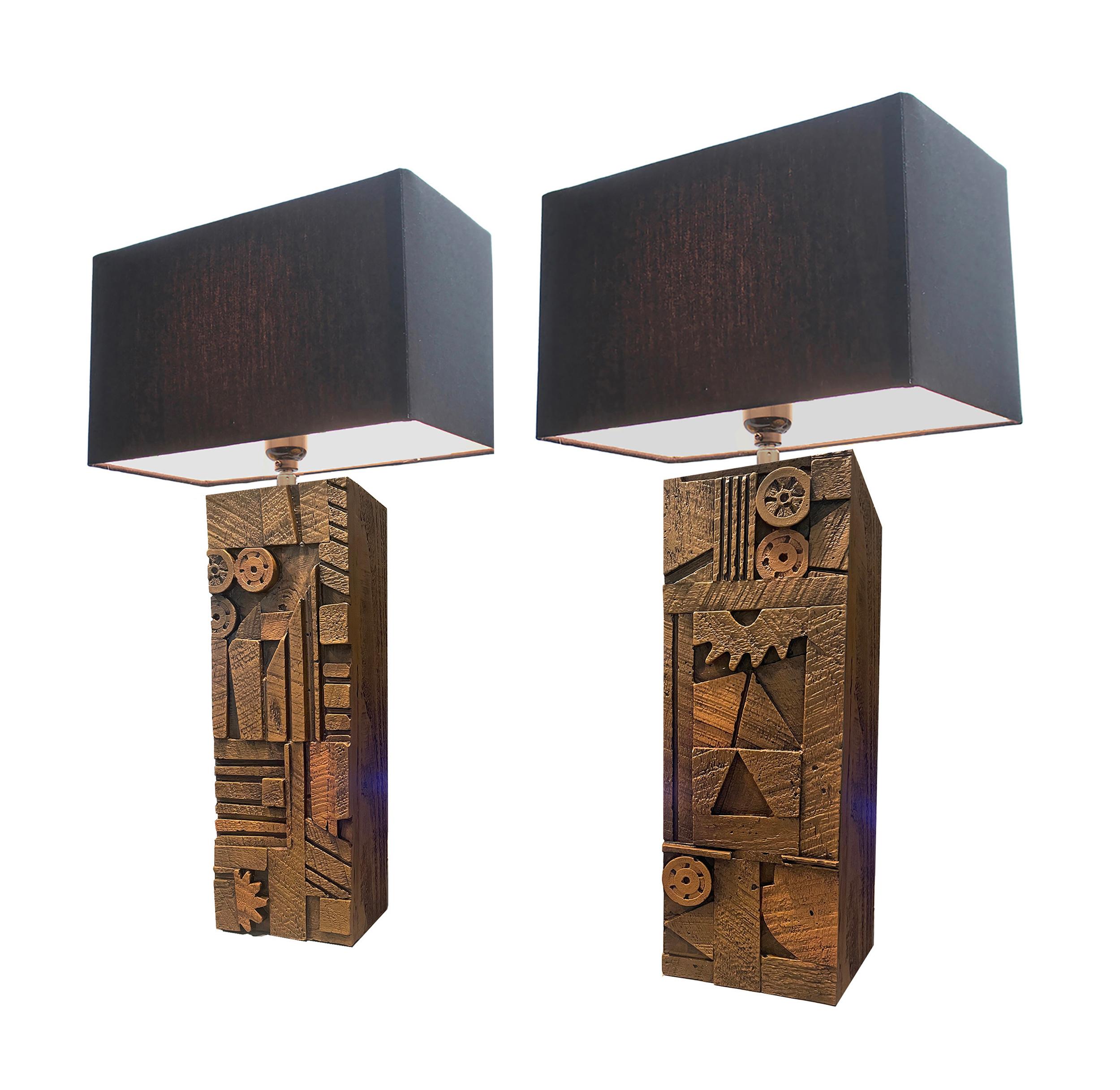 Hand-Crafted Scarpa Woodgrain Table Lamp by Daniel Schneiger For Sale