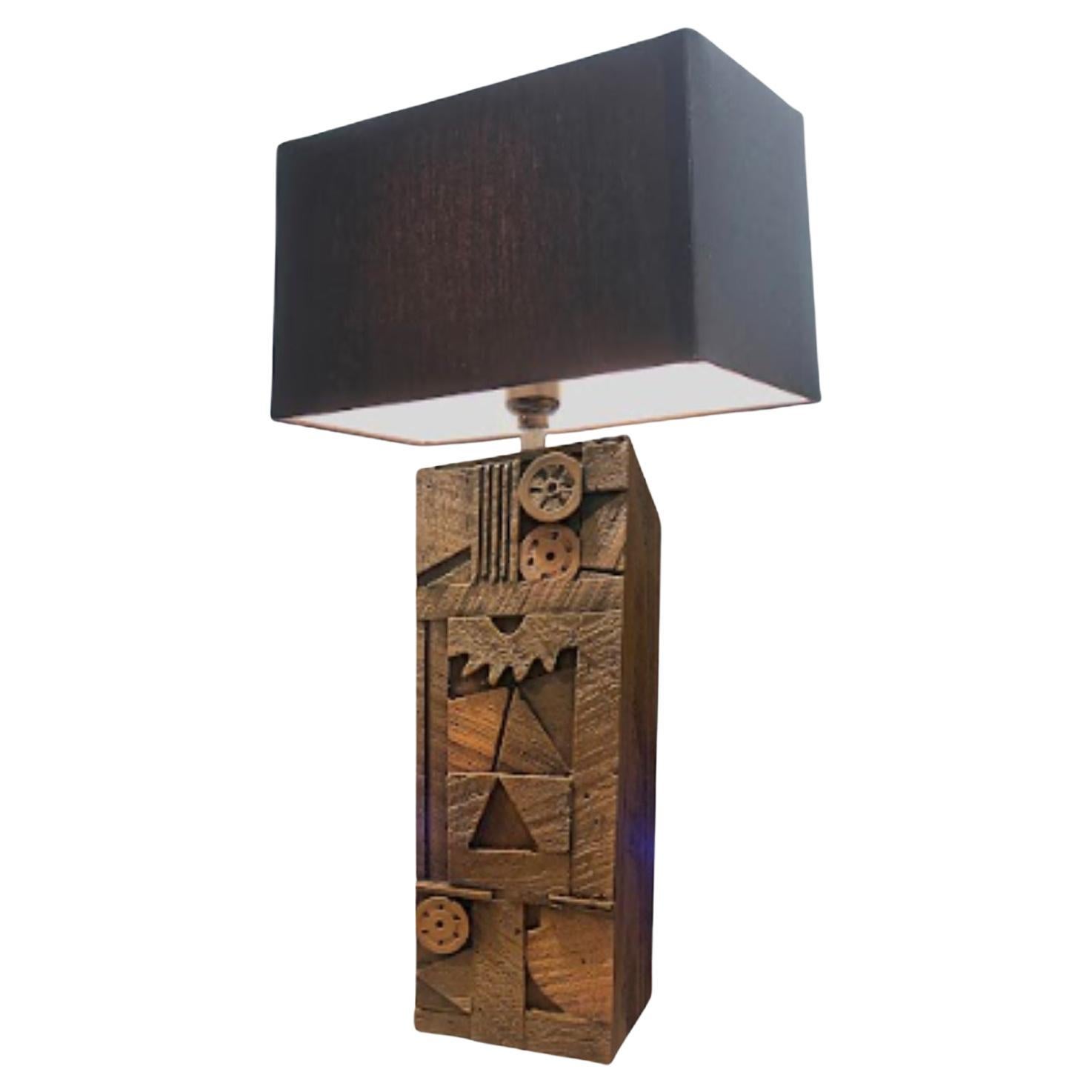 Scarpa Woodgrain Table Lamp by Daniel Schneiger For Sale