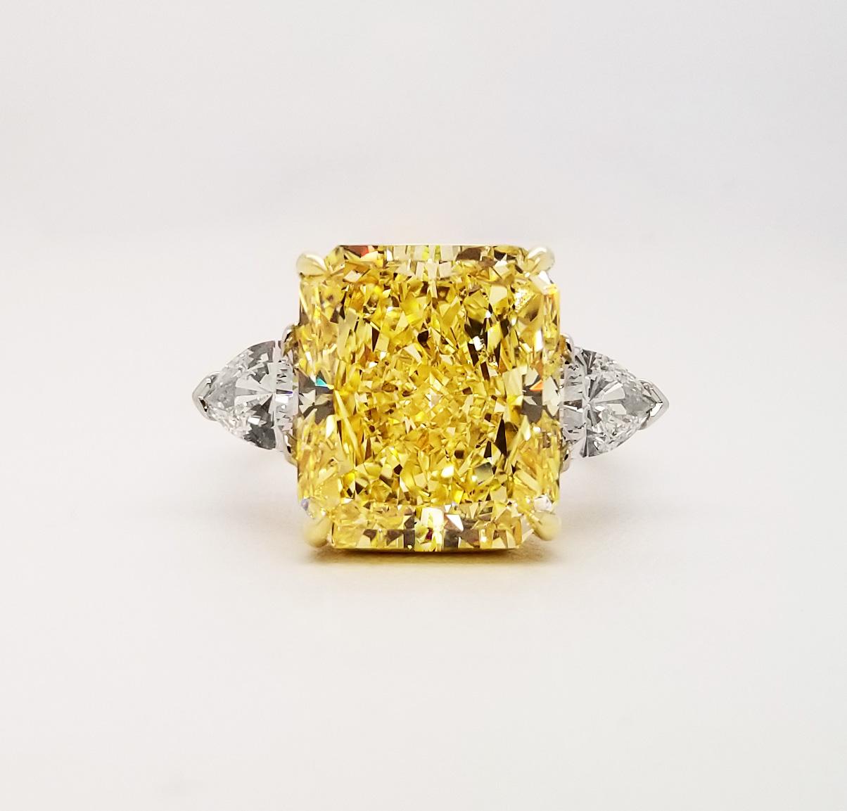 Scarselli 10 Carat Fancy Intense Yellow Diamond Engagement Ring 3