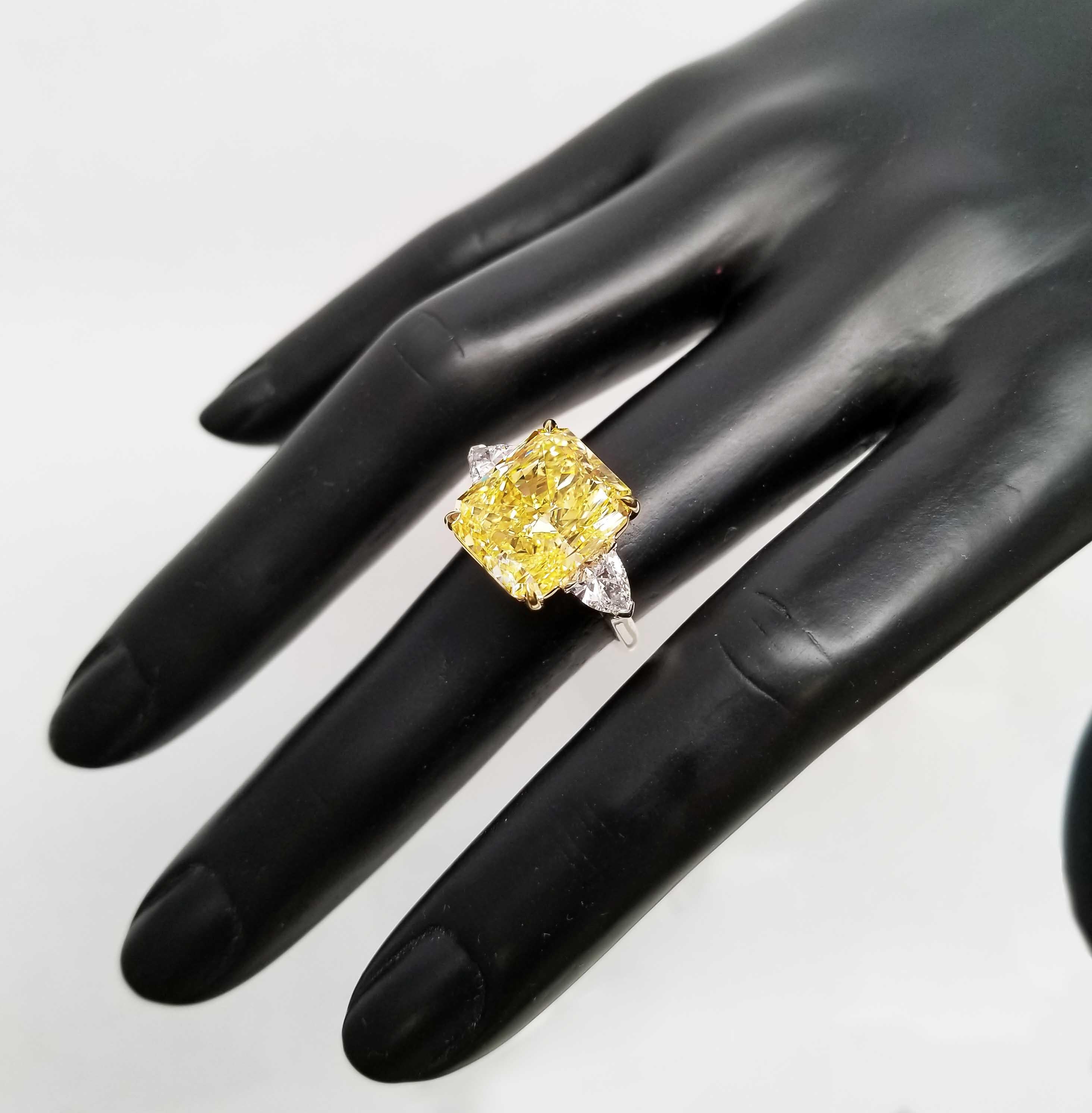 Scarselli 10 Carat Fancy Intense Yellow Diamond Engagement Ring 4