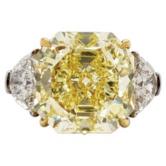 Scarselli 10 Carat Fancy Intense Yellow Internally Flawless Radiant Diamond Ring