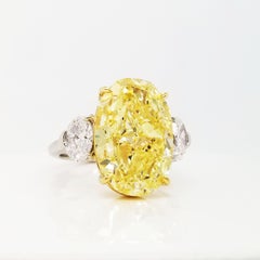 Scarselli 10 Carat Oval Fancy Intense Yellow Diamond Engagement Ring