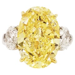 Scarselli 10 Carat Oval Fancy Intense Yellow Diamond Engagement Ring
