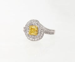 Scarselli GIA-Certified 1 Carat Fancy Yellow Natural Diamond 18k Engagement Ring