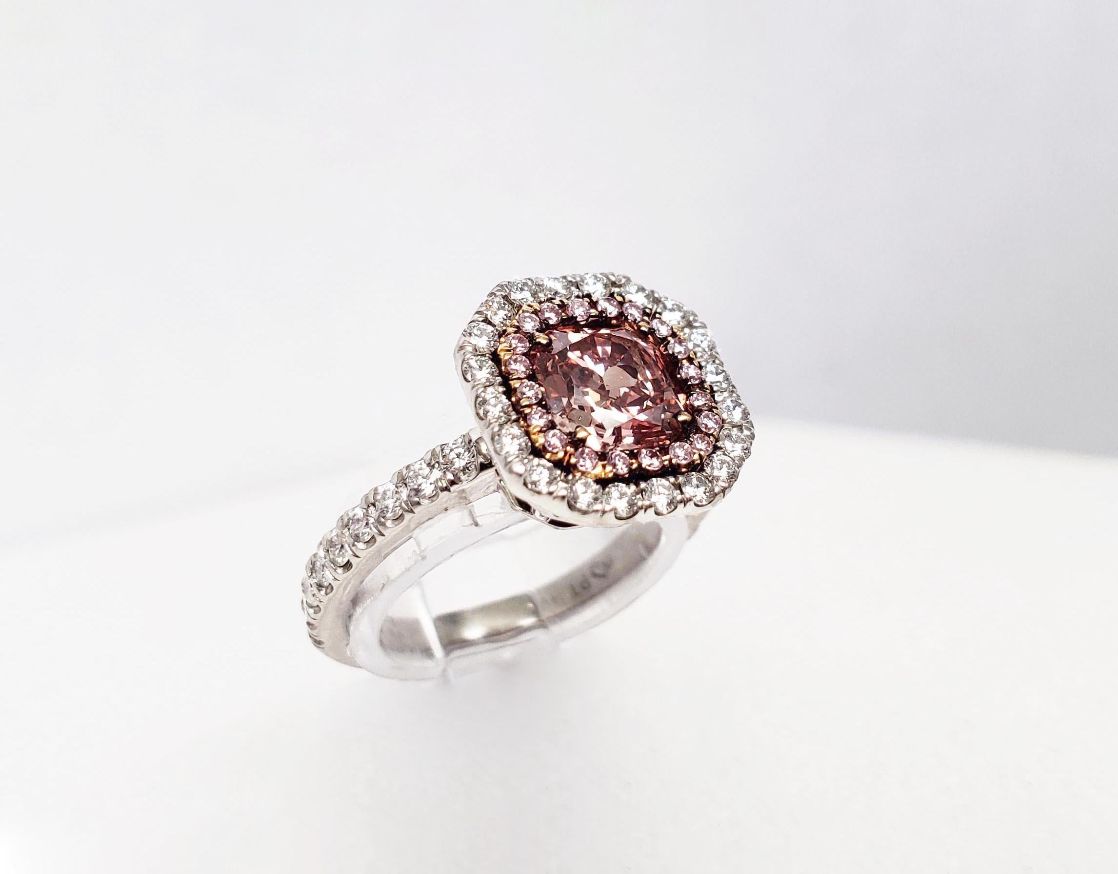 Contemporary Scarselli One Carat Fancy Deep Pink Diamond in Platinum For Sale