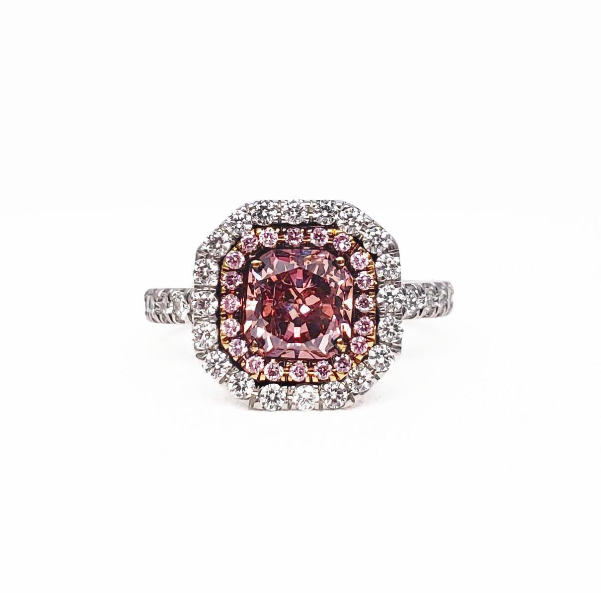 Women's Scarselli One Carat Fancy Deep Pink Diamond in Platinum For Sale