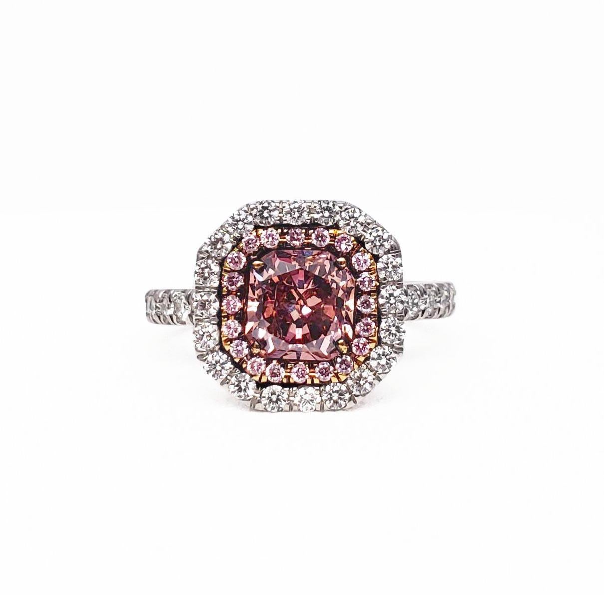 Scarselli One Carat Fancy Deep Pink Diamond in Platinum In New Condition For Sale In New York, NY