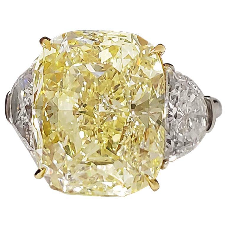 SCARSELLI 11 Carat Fancy Yellow Diamond Engagement Ring in Platinum For Sale