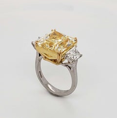 Scarselli 11 Carat Fancy Yellow Radiant Diamond Ring in Platinum 'GIA'